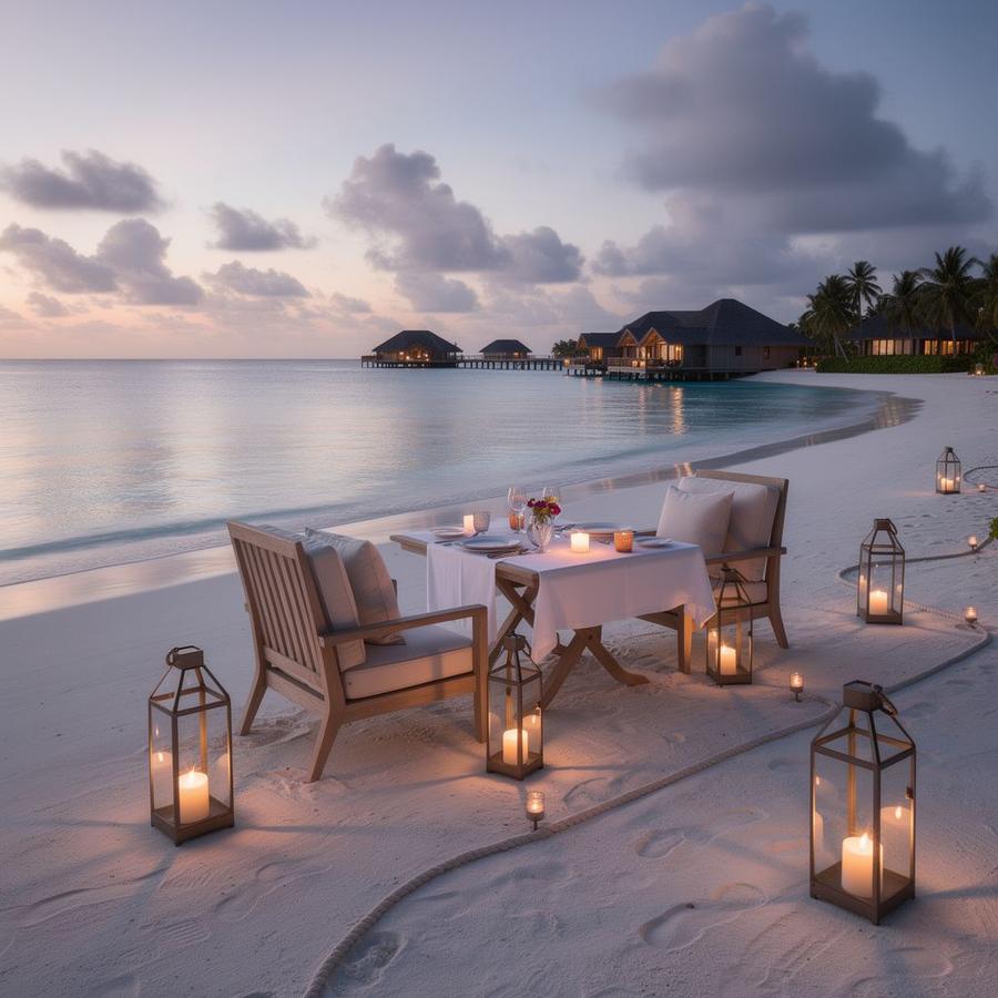 Private beach dinner arranged as a signature excursion